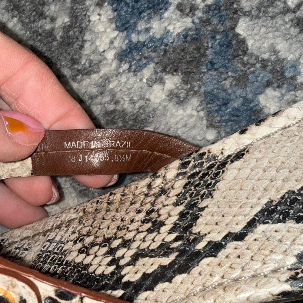 Tory Burch Snake-Embossed Miller Sandals in Beige and Black - Picture 4 of 7